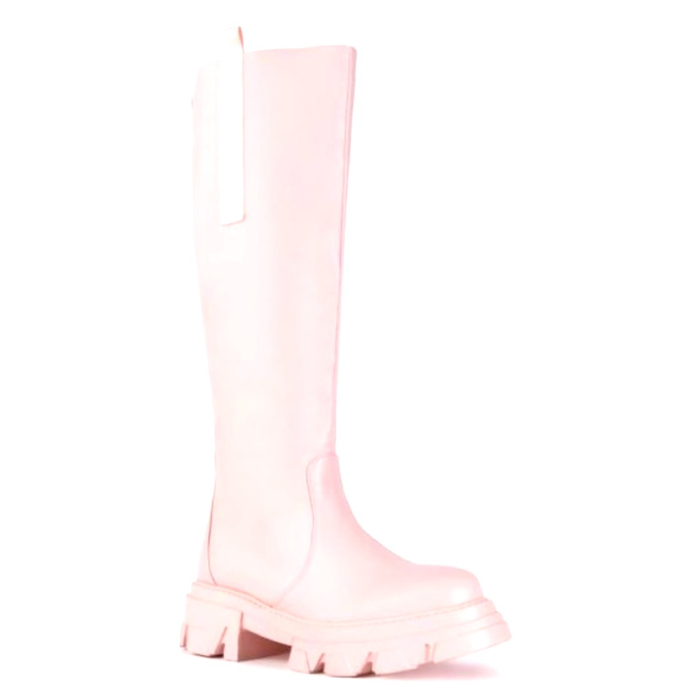 Azalea Wang Pink Luxe Vegan Leather Tall Knee High Flatform Boots - Picture 3 of 3